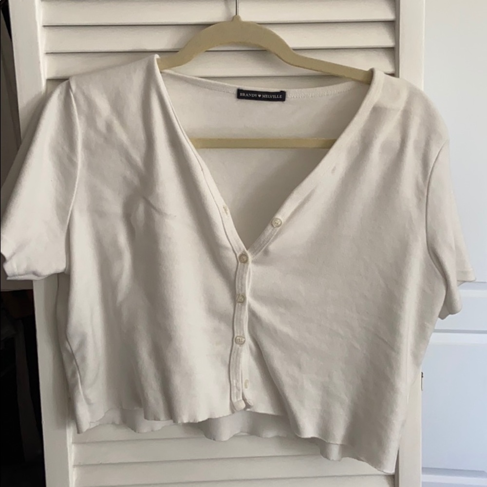 white button up brandy croptop